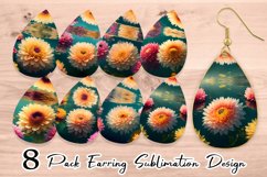 3D Flowers Under Water Earring teardrop sublimation design Product Image 1