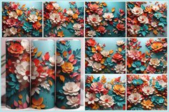 3D Flowers With Leaves Paper Art Tumbler Wrap Product Image 1
