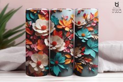 3D Flowers With Leaves Paper Art Tumbler Wrap Product Image 5