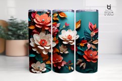 3D Flowers With Leaves Paper Art Tumbler Wrap Product Image 6