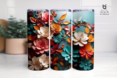 3D Flowers With Leaves Paper Art Tumbler Wrap Product Image 8