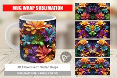 Mug sublimation design 3D Flowers with Waterdrop Product Image 1