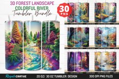 3D Forest Landscape Colorful River Tumbler Bundle Product Image 1