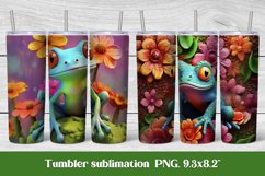 3d frog flower sublimation tumbler wrap 20 Oz, 3d frog tumbler design, 3d frog illustration PNG, 3d animal sublimation PNG.
