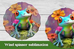 3d frog wind spinner sublimation design, 3d frog sublimation design, 3d wind spinner PNG, 3d frog sublimation.