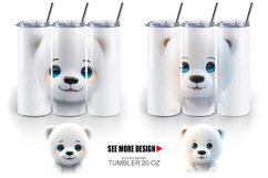 3D Furry Baby Polar Bear | Tumbler Sublimation Wrap Product Image 2