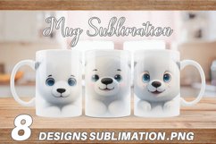 3D Furry Baby Polar Bear | Mug sublimation design Product Image 1