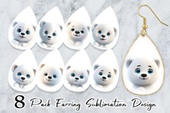 3D Furry Baby Polar Bear Earring teardrop sublimation design Product Image 1