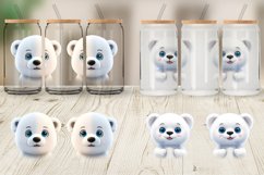 3D Furry Baby Polar Bear Glass Can Wraps Product Image 3