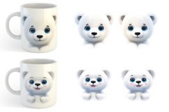3D Furry Baby Polar Bear | Mug sublimation design Product Image 3