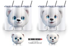 3D Furry Baby Polar Bear | Tumbler Sublimation Wrap Product Image 5