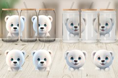 3D Furry Baby Polar Bear Glass Can Wraps Product Image 5