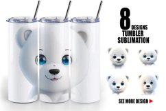 3D Furry Baby Polar Bear | Tumbler Sublimation Wrap Product Image 1