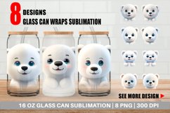 3D Furry Baby Polar Bear Glass Can Wraps Product Image 1