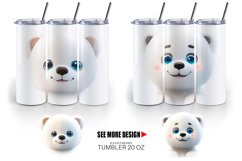 3D Furry Baby Polar Bear | Tumbler Sublimation Wrap Product Image 2