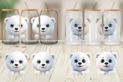 3D Furry Baby Polar Bear Glass Can Wraps Product Image 3