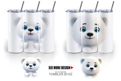 3D Furry Baby Polar Bear | Tumbler Sublimation Wrap Product Image 3