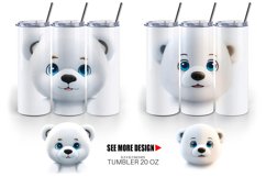 3D Furry Baby Polar Bear | Tumbler Sublimation Wrap Product Image 4