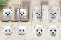 3D Furry Baby Polar Bear Glass Can Wraps Product Image 4