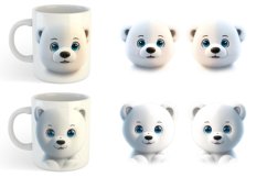 3D Furry Baby Polar Bear | Mug sublimation design Product Image 3