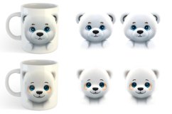 3D Furry Baby Polar Bear | Mug sublimation design Product Image 5