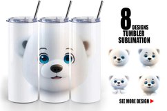 3D Furry Baby Polar Bear | Tumbler Sublimation Wrap Product Image 1