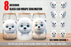 3D Furry Baby Polar Bear Glass Can Wraps Product Image 1