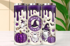 3d Ghost Halloween 20oz Tumbler Wrap, Witch Please Tumbler Product Image 1