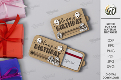 3D Sliding Gift Card Holder Laser Cut. Birthday SVG Product Image 1