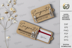 3D Sliding Gift Card Holder Laser Cut. Congrats SVG Product Image 1