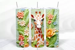 3D Giraffe 20 oz Skinny Tumbler Wrap Sublimation Design