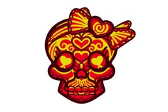 3D Layered Skull with Heart Eyes and Heart Bow Laser Cutting Product Image 2
