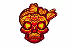 3D Layered Skull with Heart Eyes and Heart Bow Laser Cutting Product Image 2