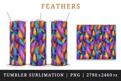 3d glamorous colorful feathers retro glamour and extravagance seamless pattern design wraps sublimation bundle for customize 20 OZ tumbler
