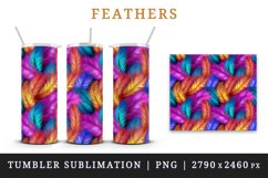 3d glamorous colorful feathers retro glamour and extravagance seamless pattern design wraps sublimation bundle for customize 20 OZ tumbler