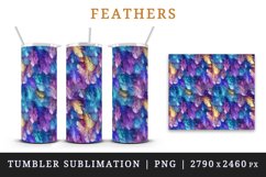 3d glamorous colorful feathers retro glamour and extravagance seamless pattern design wraps sublimation bundle for customize 20 OZ tumbler