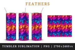 3d glamorous colorful feathers retro glamour and extravagance seamless pattern design wraps sublimation bundle for customize 20 OZ tumbler