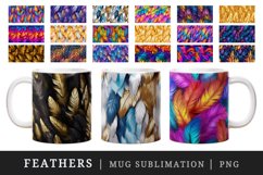 3d glamorous colorful feathers retro glamour and extravagance seamless pattern design wraps sublimation bundle for customize mug or cup