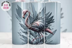 3D Glass flamingo Tumbler 20 oz tumbler wrap, I Love You Png 