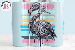 3D Glass flamingo Tumbler 20 oz tumbler wrap, I Love You Png