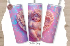 3D Glitter Cupid Valentine Tumbler Wrap PNG | Valentine PNG Product Image 1