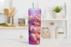 3D Glitter Cupid Valentine Tumbler Wrap PNG | Valentine PNG Product Image 2