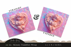 3D Glitter Cupid Valentine Tumbler Wrap PNG | Valentine PNG Product Image 3