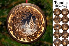 3D Glow Christmas Round Ornaments Png Sublimation Bundle Product Image 1