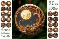 3D Glowing Christmas Ornaments Sublimation / PNG Bundle Product Image 1