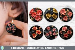 Bundle of six Black and Gold Begonias Round Earrings designs.