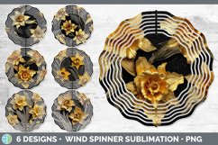 Bundle of six Black and Gold Daffodils Wind Spinner designs.