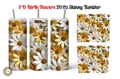 3D Gold Dasiy April Flower 20 Oz Skinny Tumbler Product Image 1