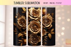 3d Gold Flower Tumbler Wrap | Black 3d Sublimation Tumbler 