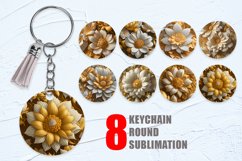 3D gold flower Keychain Background| Keyring Product Image 1